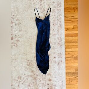 Navy Velvet Dress with Thin Straps
